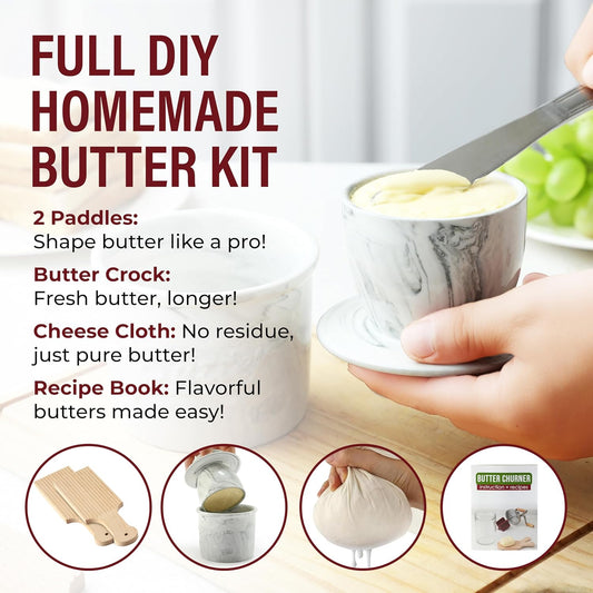 Dazey Butter Churner - Butter Crock, Cheese Cloth, Butter Paddles, Recipe Book INCLUDED