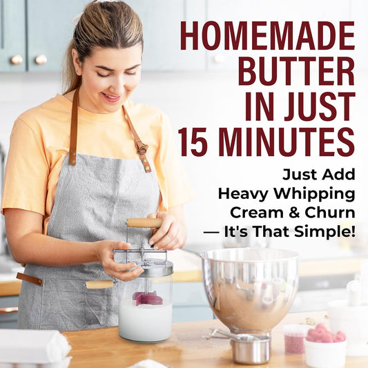 Dazey Butter Churn - Hand Crank Butter Churner- Manual Butter Maker- Beech Wood BUTTER PADDLES INCLUDED