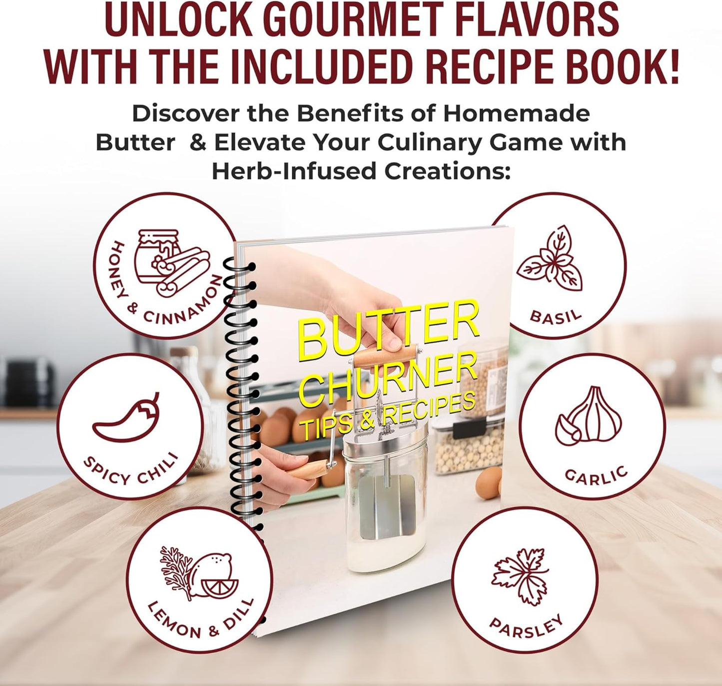 Dazey Butter Churn - Hand Crank Butter Churner- Manual Butter Maker- Beech Wood BUTTER PADDLES INCLUDED