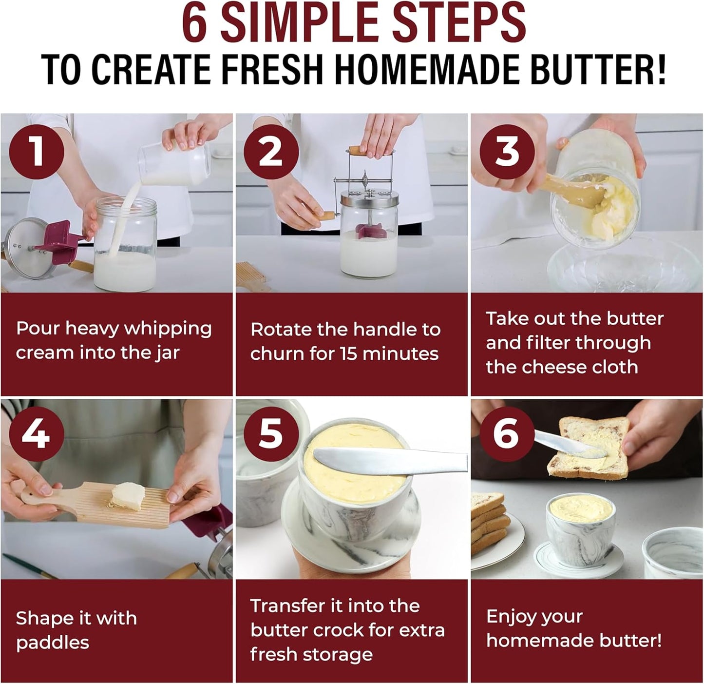 Dazey Butter Churner - Butter Crock, Cheese Cloth, Butter Paddles, Recipe Book INCLUDED