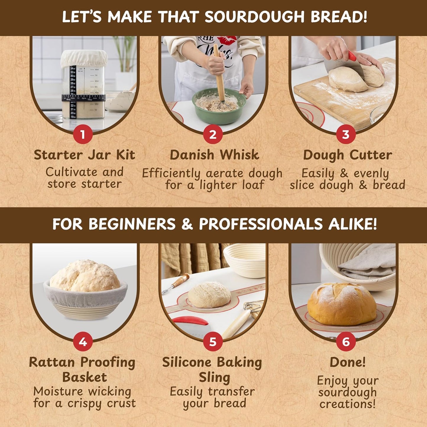 Complete Sourdough Bread Starter Kit, Glass Sourdough Starter Jar Kit & Tons of Sourdough Baking Supplies