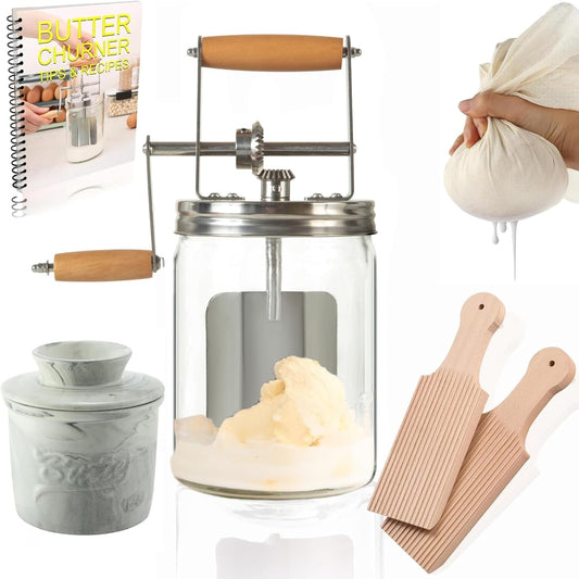 Dazey Butter Churn - Hand Crank Butter Churner- Manual Butter Maker- Beech Wood BUTTER PADDLES INCLUDED