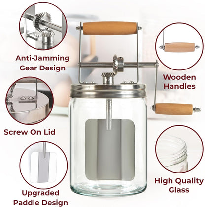 Dazey Butter Churn - Hand Crank Butter Churner- Manual Butter Maker- Beech Wood BUTTER PADDLES INCLUDED