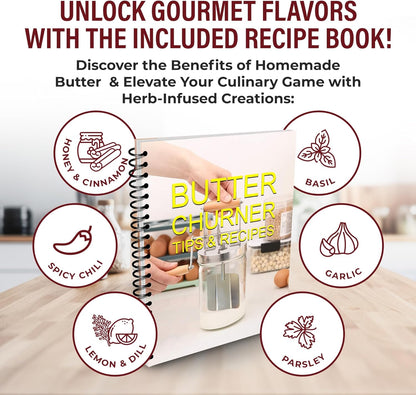 Dazey Butter Churn - Hand Crank Butter Churner- Manual Butter Maker- Beech Wood BUTTER PADDLES INCLUDED