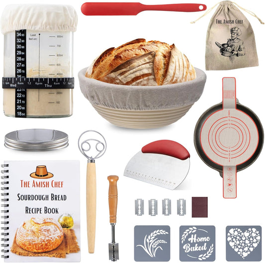 Complete Sourdough Bread Starter Kit, Glass Sourdough Starter Jar Kit & Tons of Sourdough Baking Supplies