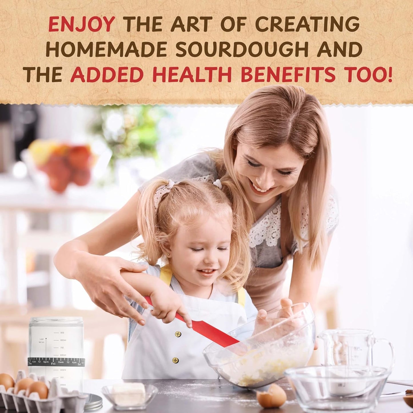 Complete Sourdough Bread Starter Kit, Glass Sourdough Starter Jar Kit & Tons of Sourdough Bread Baking Supplies