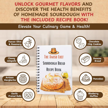 Complete Sourdough Bread Starter Kit, Glass Sourdough Starter Jar Kit & Tons of Sourdough Baking Supplies