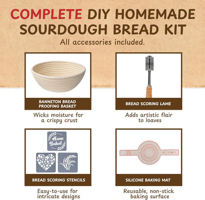 Complete Sourdough Bread Starter Kit, Glass Sourdough Starter Jar Kit & Tons of Sourdough Baking Supplies